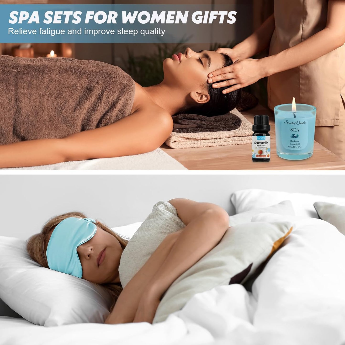 Birthday Gifts Basket for Women, Relaxtion Spa Set, Self Care Boxes for Her, Mother, Friend, Sister, Ideal Gifts for Valentine'S and Mother'S Day (Blue)