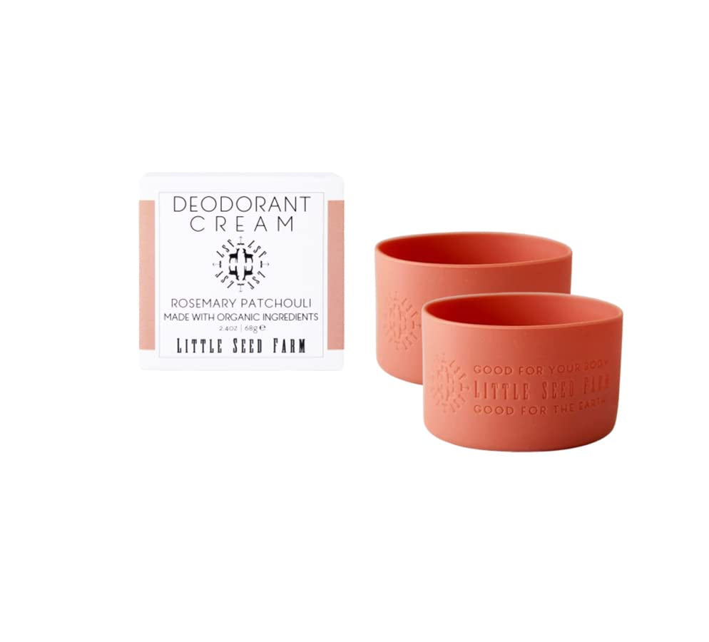 All Natural Deodorant Cream, Aluminum Free Deodorant for Women or Men, 2.4 Ounce - Rosemary Patchouli + Terracotta Red Jar Sleeves