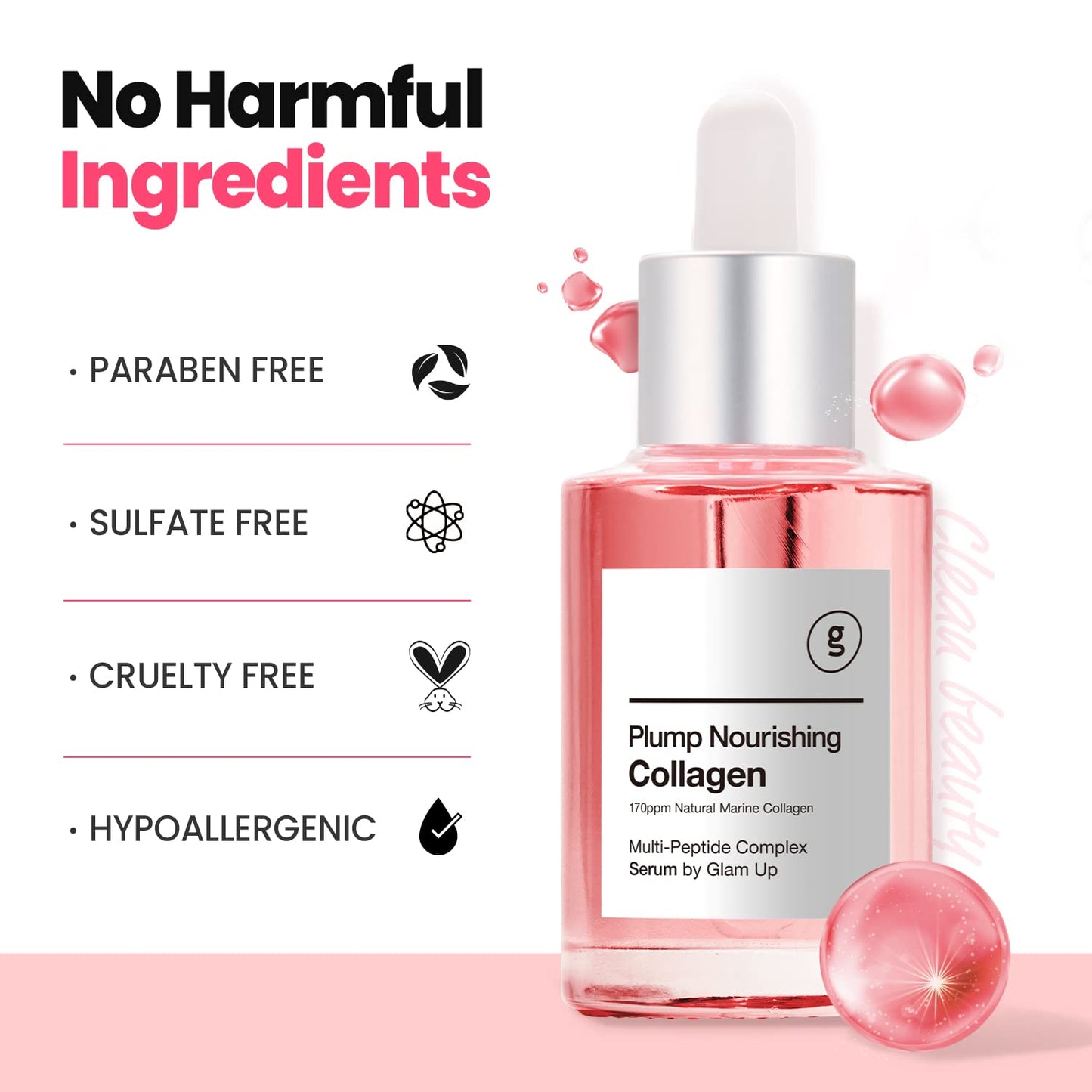 Plump Nourishing Dive in Real Marine Collagen Serum - anti Aging with Hyaluronic Acid, Lifting,Tightening Skincare, Repair Skin with Peptide Complex Facial Serum 30Ml (1.01 Fl Oz)