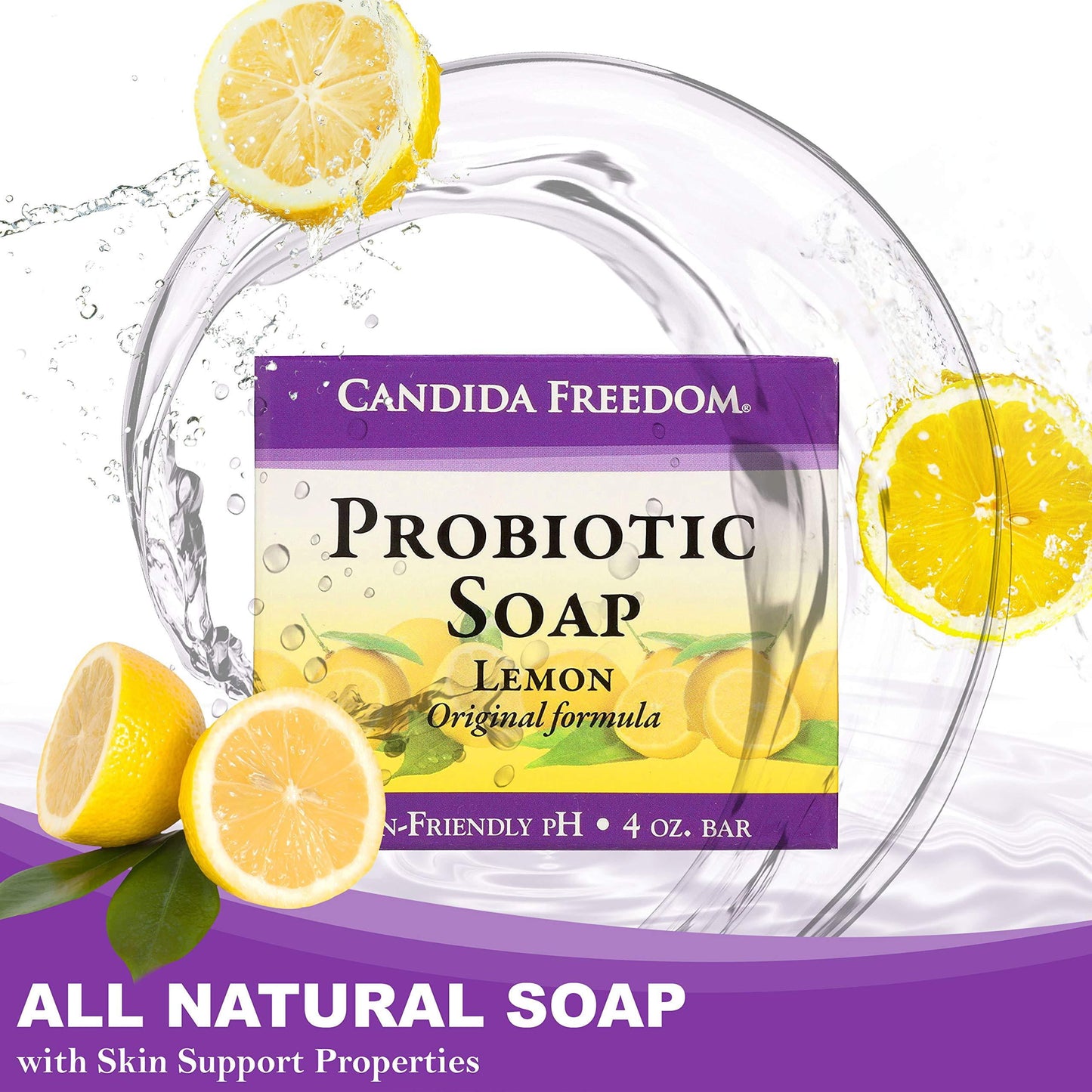 Probiotic Soap - Lemon Formula - for All Skin Types - Body, Face and Scalp - 4Oz Bar