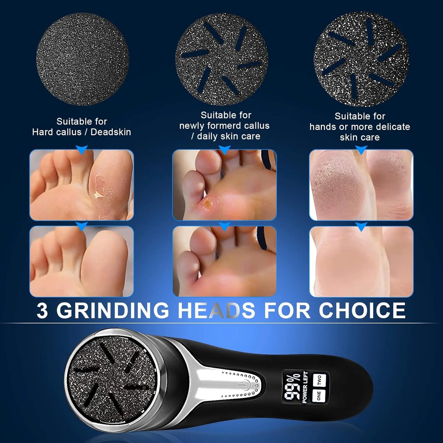 Electric Foot Callus Remover, Rechargeable & Portable Electronic Foot File Pedicure Tools, Waterproof Foot Scrubber File, Electric Callus Remover Kit, Professional Pedi Feet Care(Black)