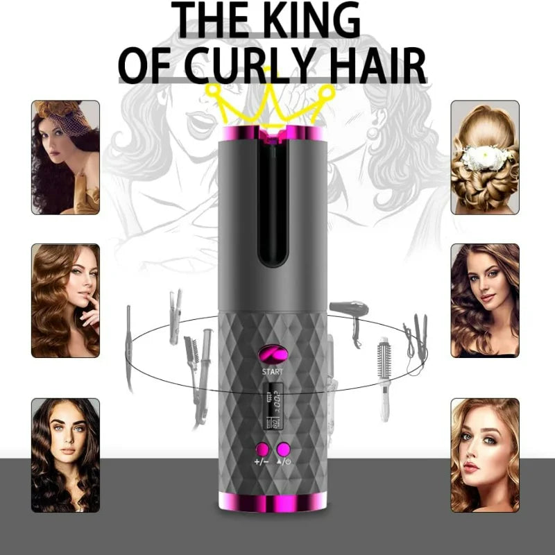 Unbound Ceramic Hair Curler: Rechargeable, Cordless, and Auto Rotating for Effortless Styling