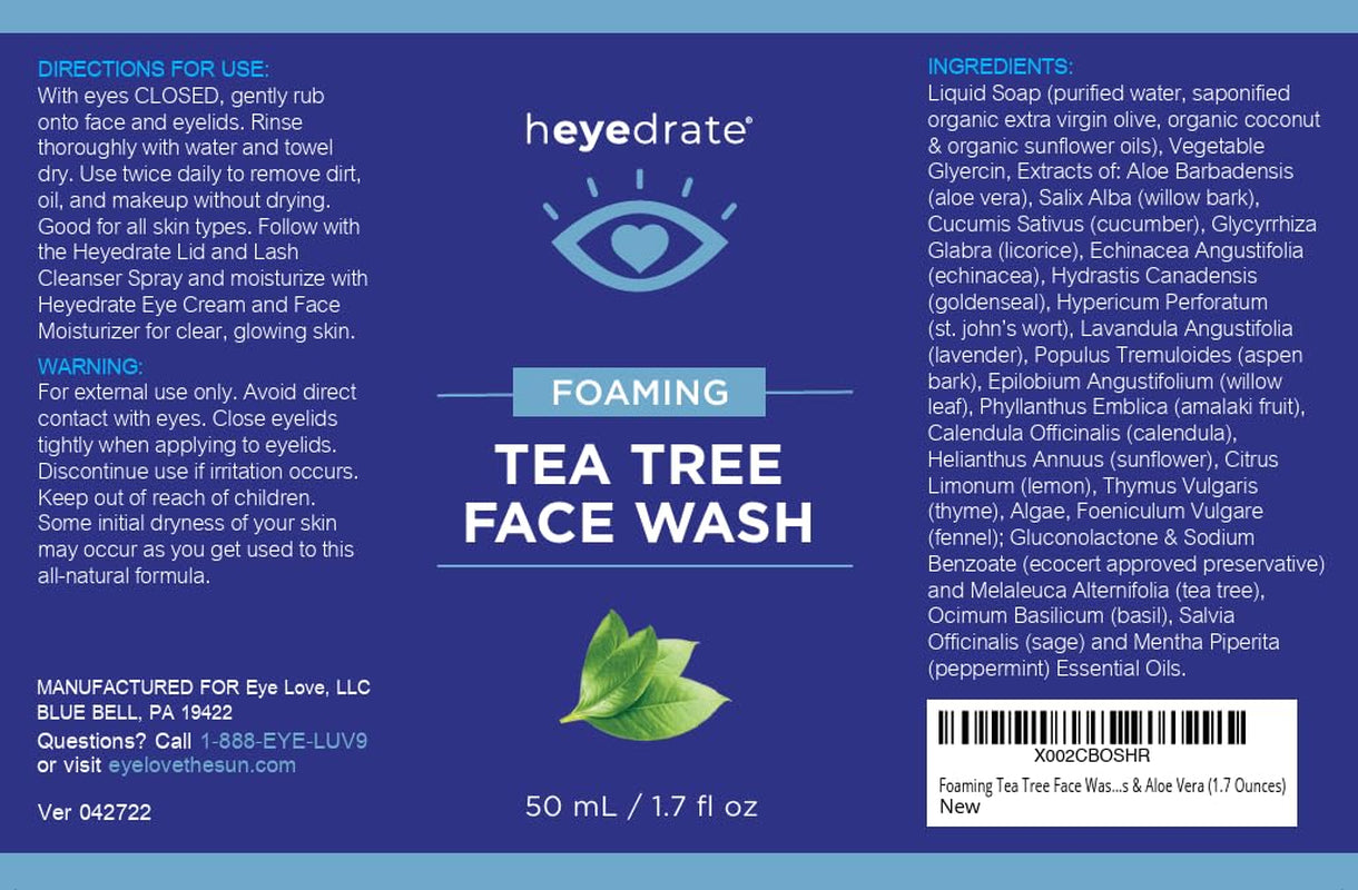 Gentle Tea Tree Oil Foaming Face Wash and Eyelid Cleanser - 1.7Oz - Formulated with Aloe Vera to Soothe and Refresh Eyelids (Packaging May Vary)