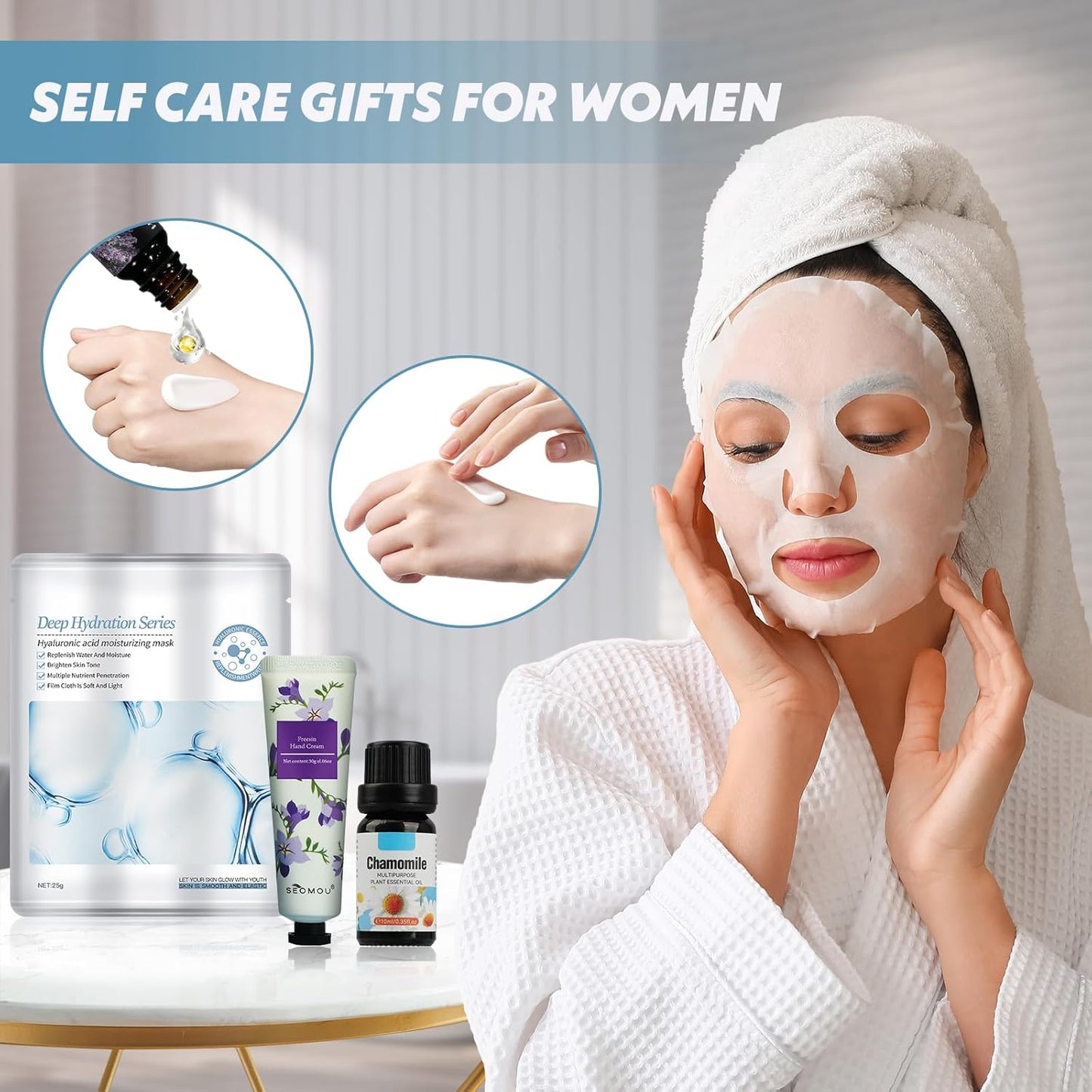 Birthday Gifts Basket for Women, Relaxtion Spa Set, Self Care Boxes for Her, Mother, Friend, Sister, Ideal Gifts for Valentine'S and Mother'S Day (Blue)