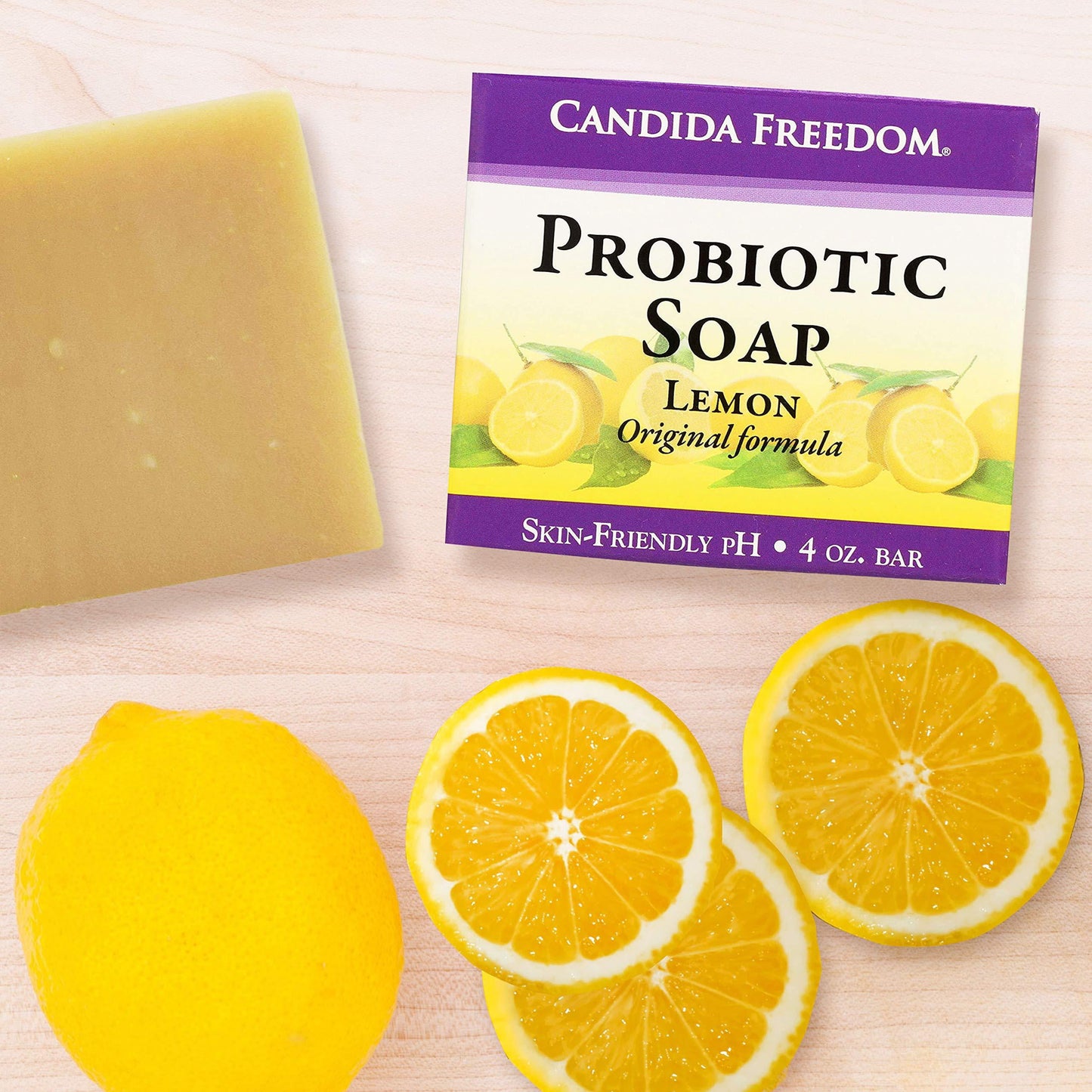 Probiotic Soap - Lemon Formula - for All Skin Types - Body, Face and Scalp - 4Oz Bar