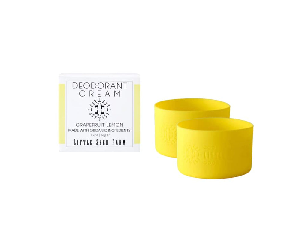 All Natural Deodorant Cream, Aluminum Free Deodorant for Women or Men, 2.4 Ounce - Grapefruit Lemon + Bright Yellow Sleeves