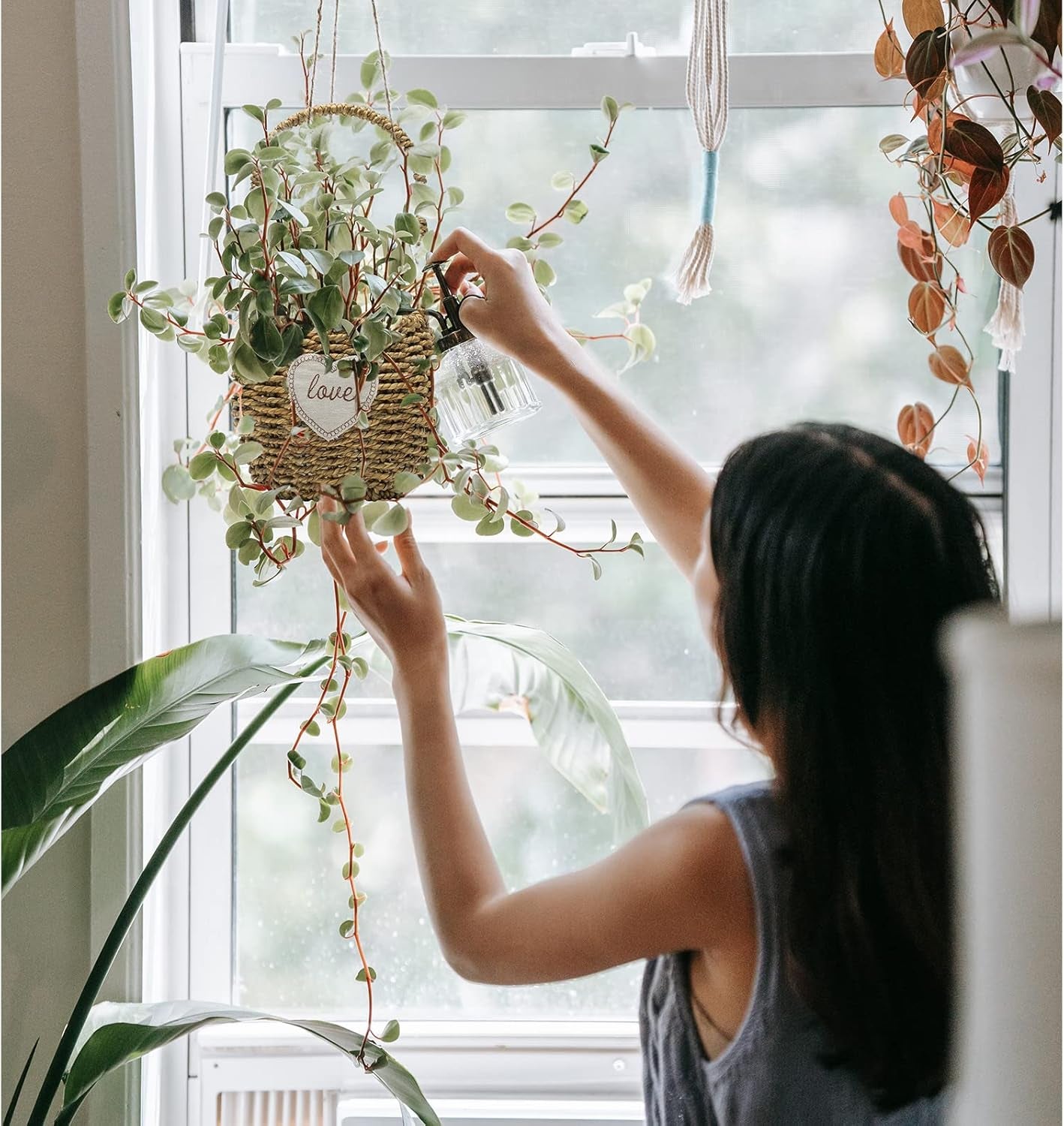 Woven Plant Basket Seagrass Plant Baskets Planter Baskets Indoor Decoration for Green Plants and Flowers, Multifunctional Storage Baskets, Fruit Baskets, Picnic Basket, 3-Pack