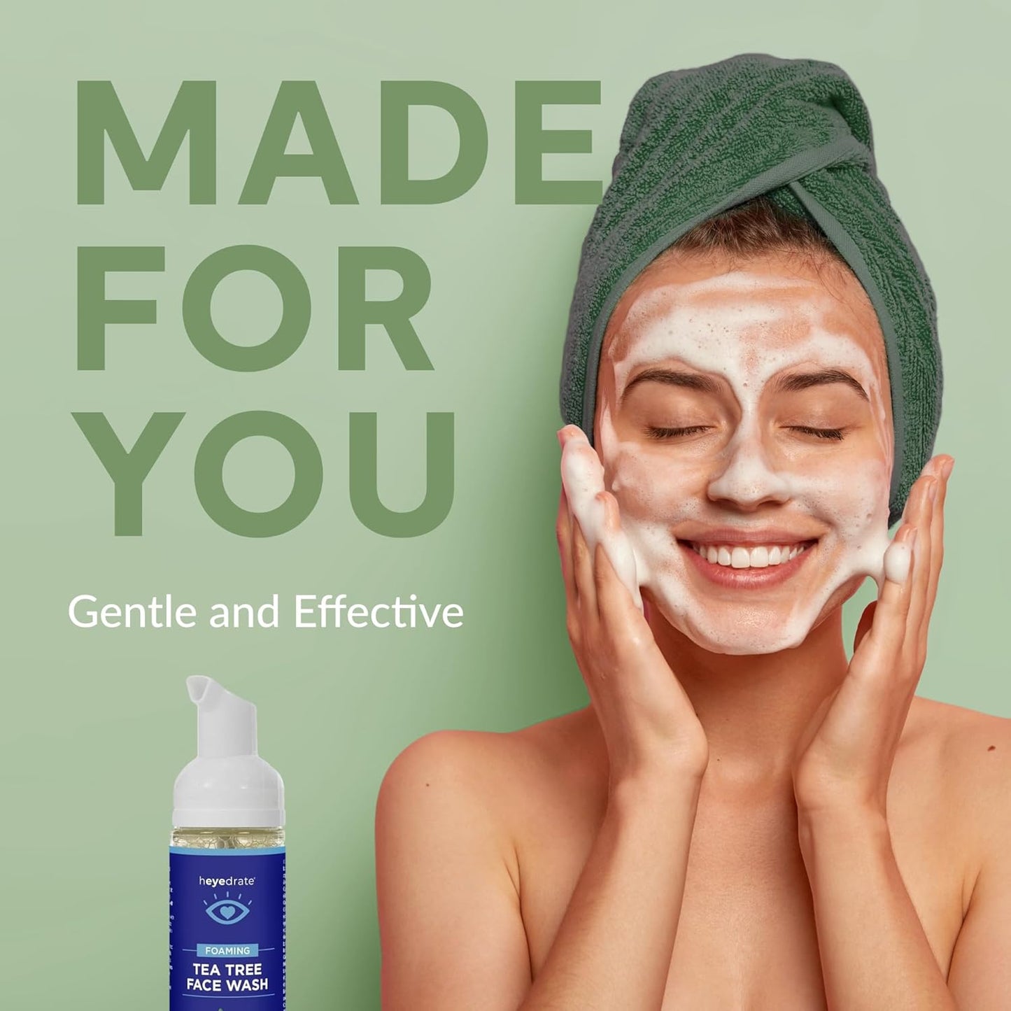 Gentle Tea Tree Oil Foaming Face Wash and Eyelid Cleanser - 1.7Oz - Formulated with Aloe Vera to Soothe and Refresh Eyelids (Packaging May Vary)