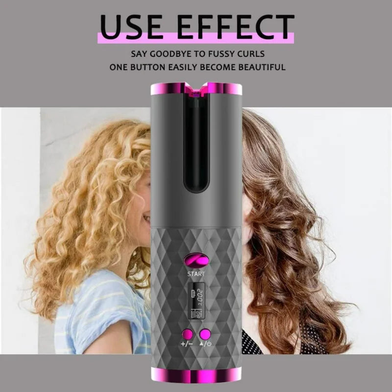 Unbound Ceramic Hair Curler: Rechargeable, Cordless, and Auto Rotating for Effortless Styling