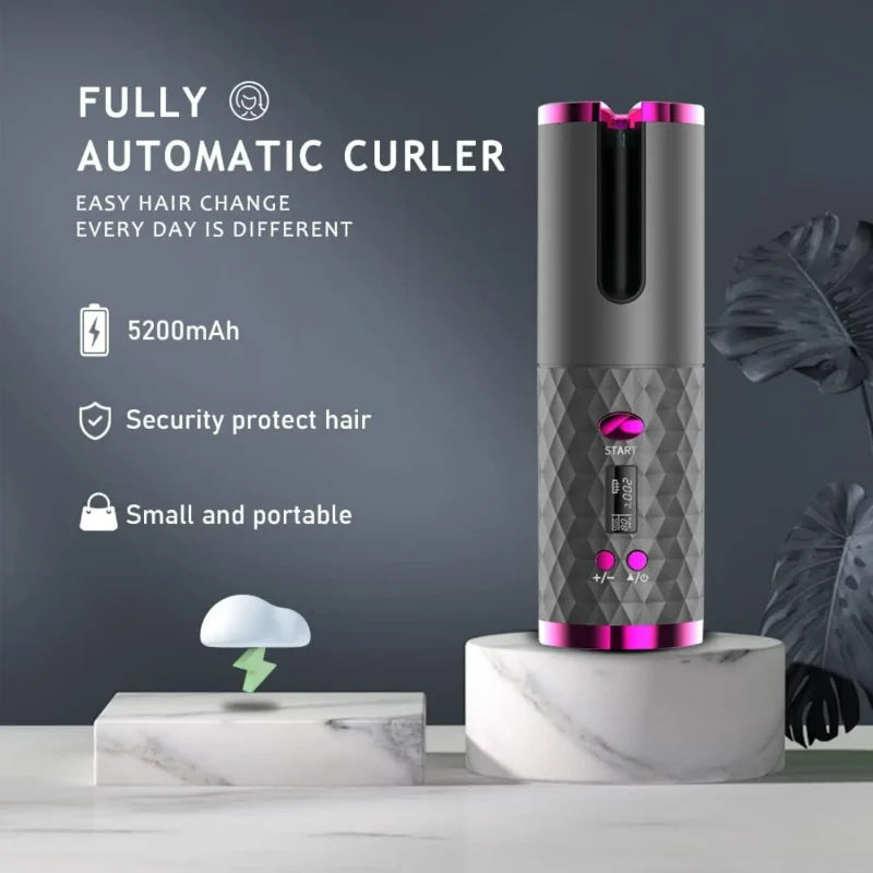 Unbound Ceramic Hair Curler: Rechargeable, Cordless, and Auto Rotating for Effortless Styling
