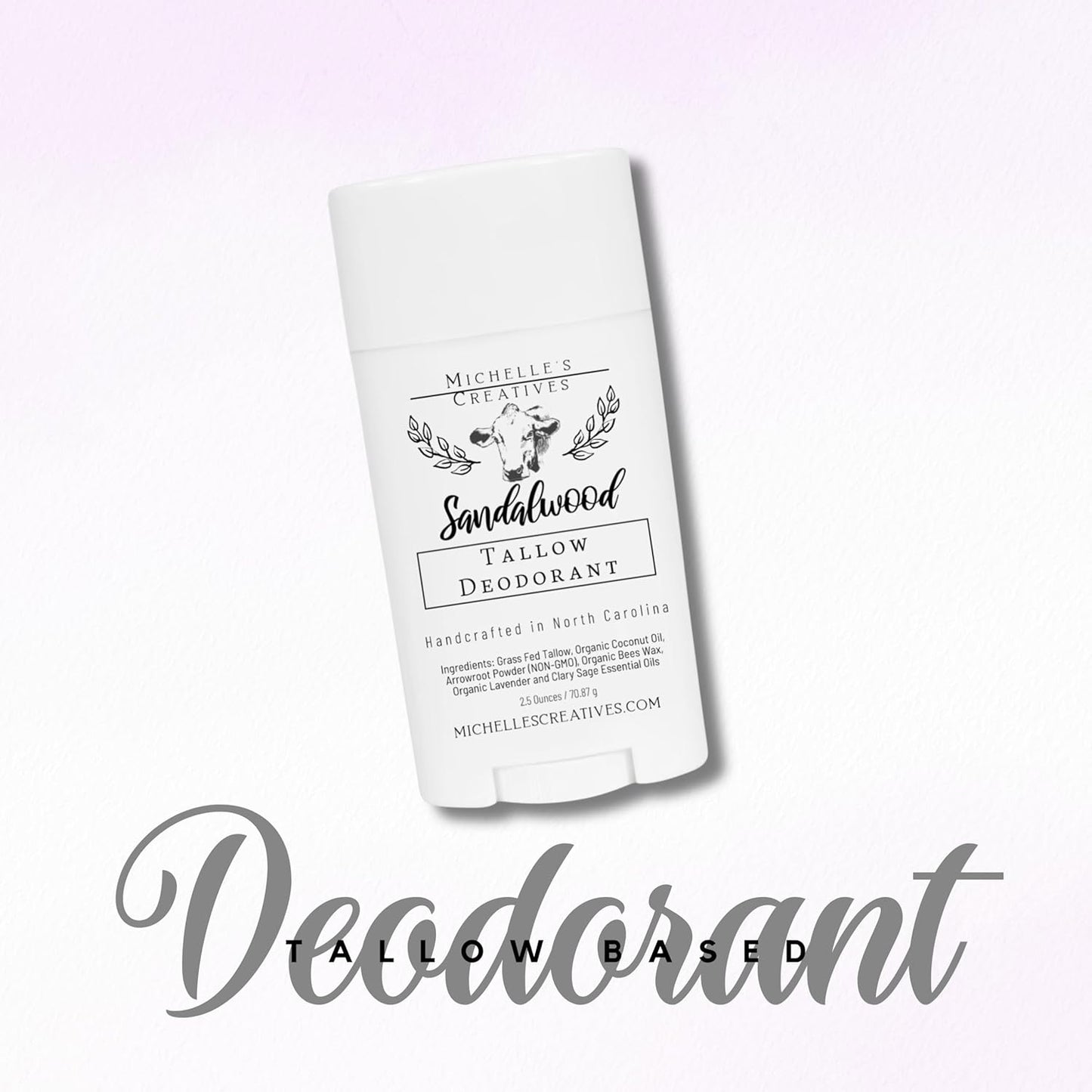Natural Sandalwood Tallow Deodorant Women & Men'S Deodorant - Handcrafted in Small Batches with Grass-Fed Beef from North Carolina Farms, Aluminum-Free Deodorant Stick