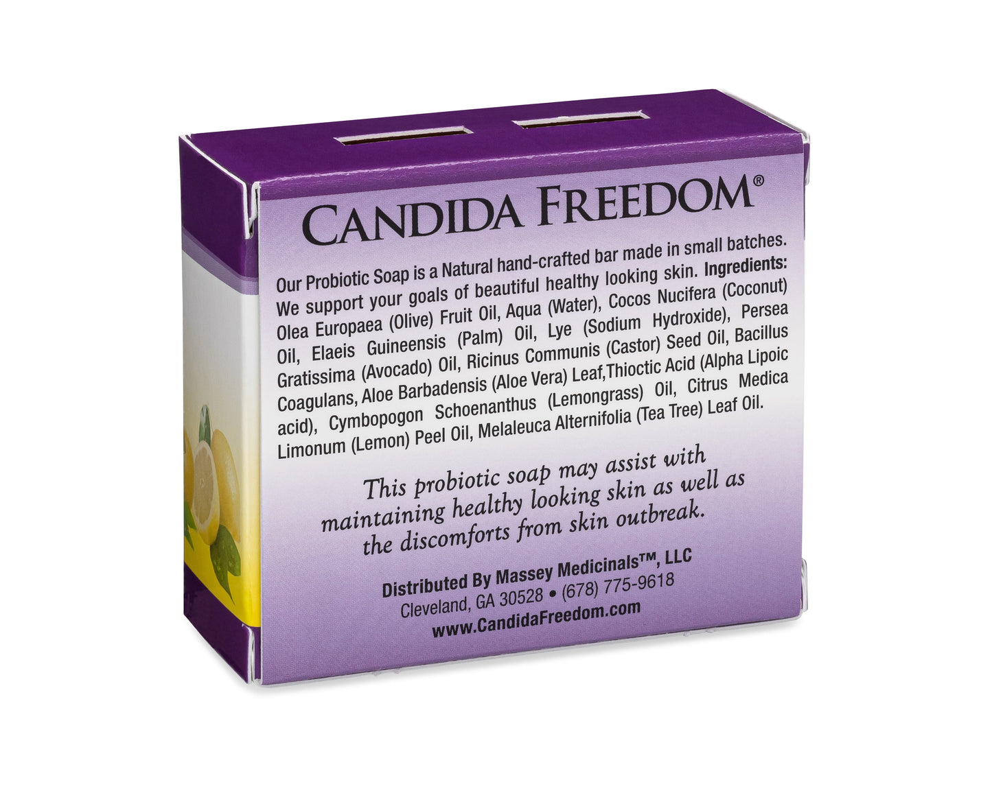 Probiotic Soap - Lemon Formula - for All Skin Types - Body, Face and Scalp - 4Oz Bar