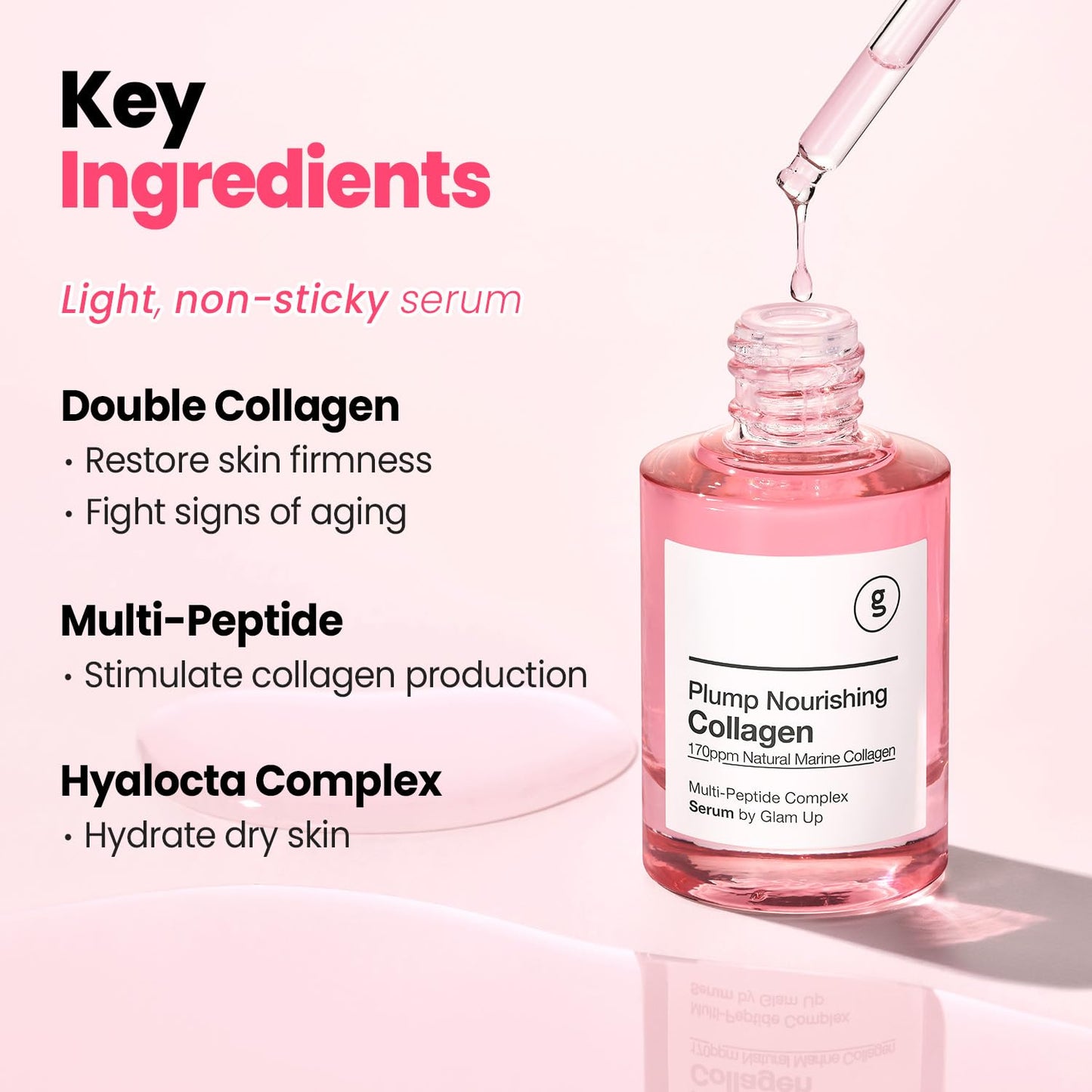 Plump Nourishing Dive in Real Marine Collagen Serum - anti Aging with Hyaluronic Acid, Lifting,Tightening Skincare, Repair Skin with Peptide Complex Facial Serum 30Ml (1.01 Fl Oz)