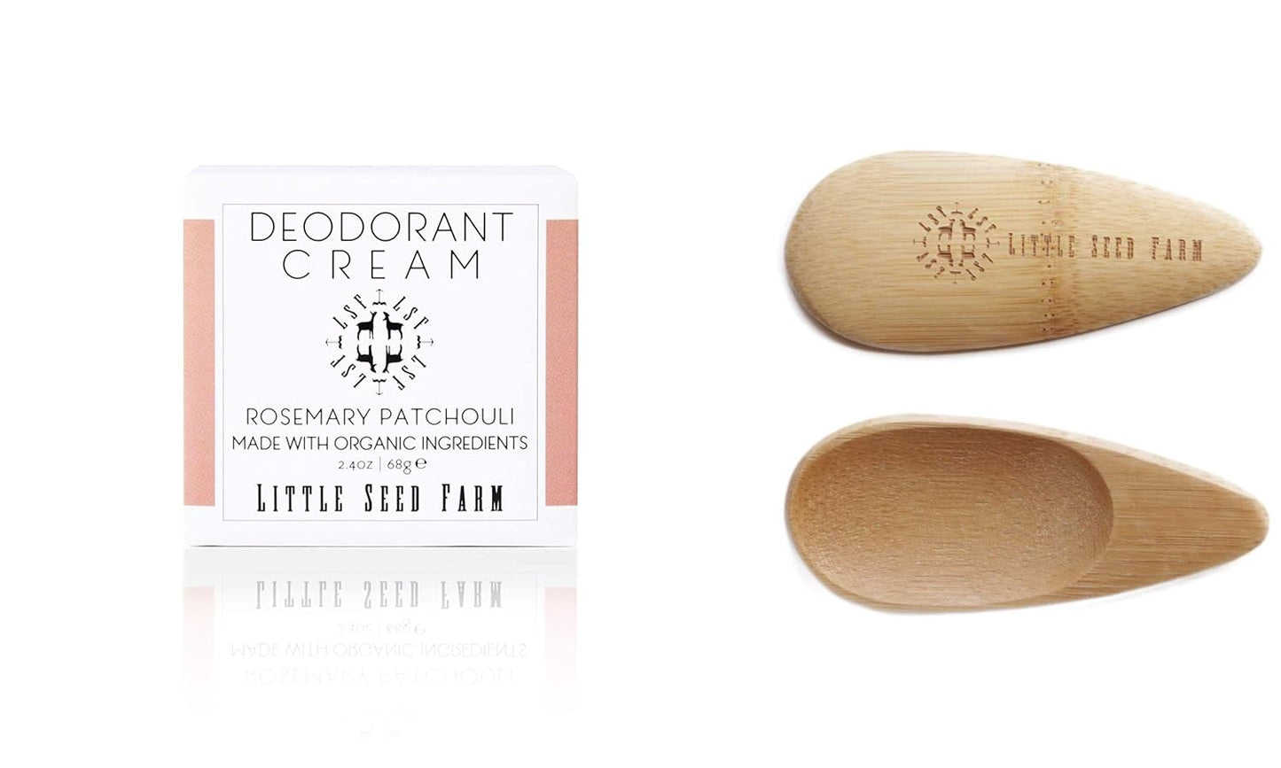 All Natural Deodorant Cream, Aluminum Free Deodorant for Women or Men, 2.4 Ounce - Rosemary Patchouli + Applicators Bundle