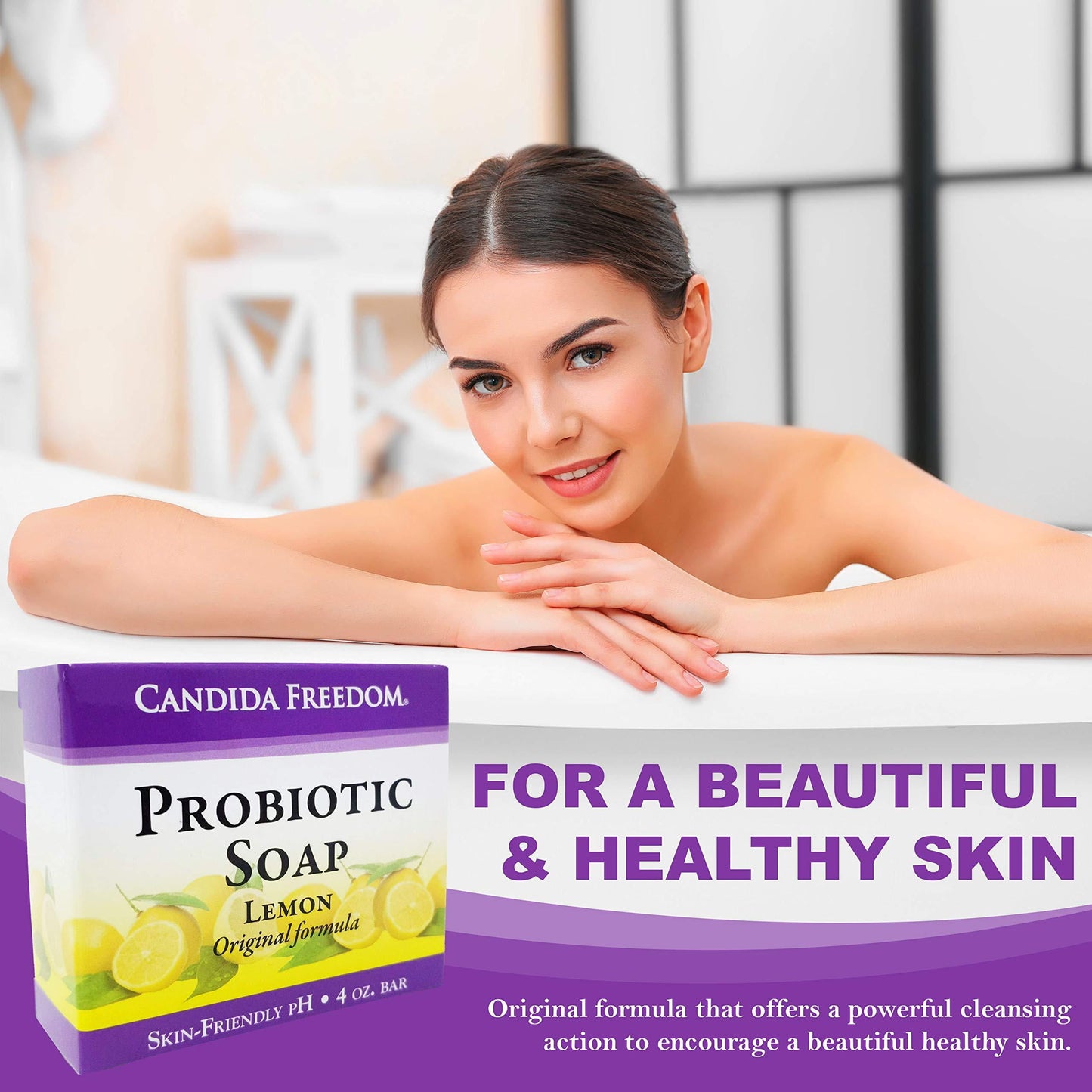 Probiotic Soap - Lemon Formula - for All Skin Types - Body, Face and Scalp - 4Oz Bar