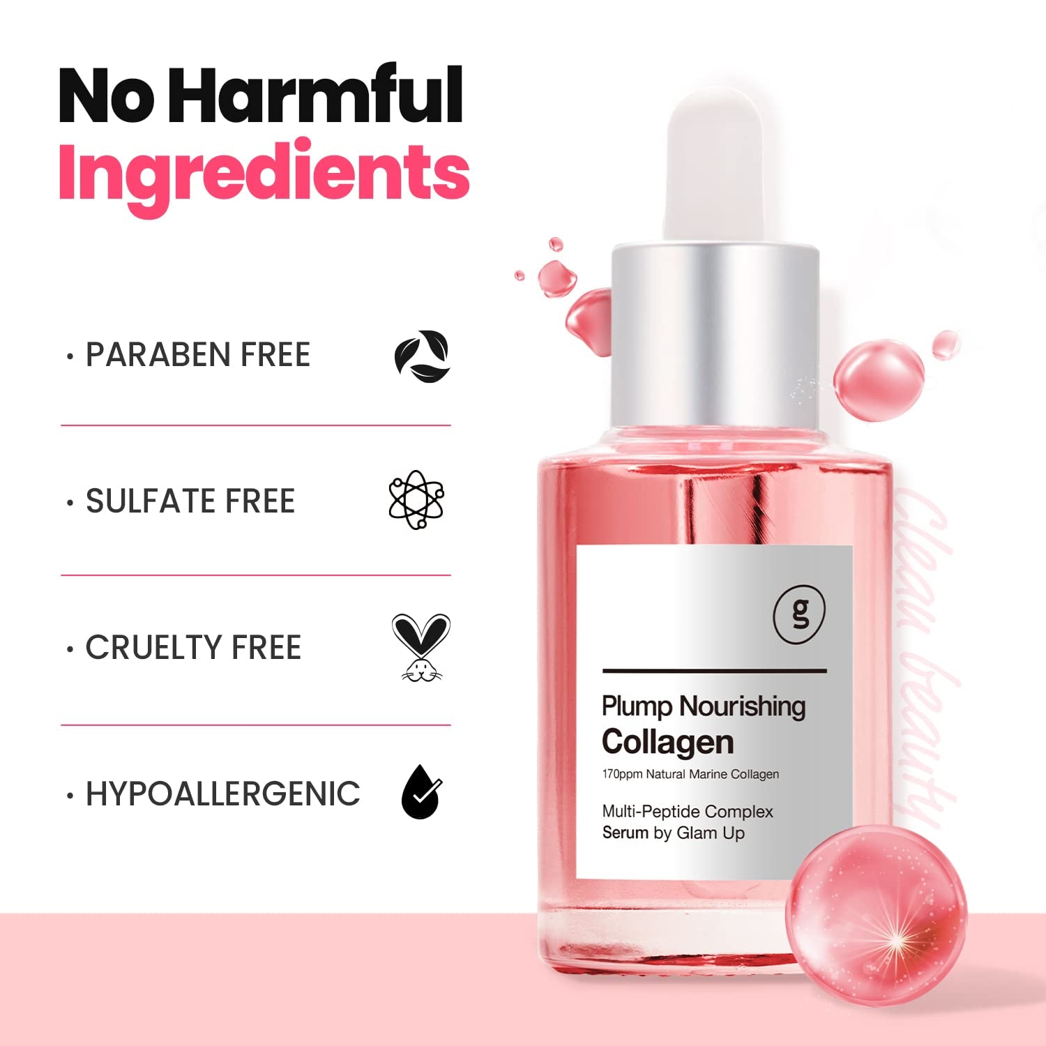 Plump Nourishing Dive in Real Marine Collagen Serum - anti Aging with Hyaluronic Acid, Lifting,Tightening Skincare, Repair Skin with Peptide Complex Facial Serum 30Ml (1.01 Fl Oz)