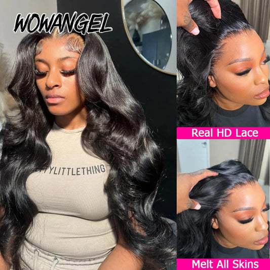 Wow Angel Body Wave 250% 13x6 HD Lace Frontal Wigs Skinlike HD Lace Front Human Hair Wigs Pre Plucked Brazilian hair For Women