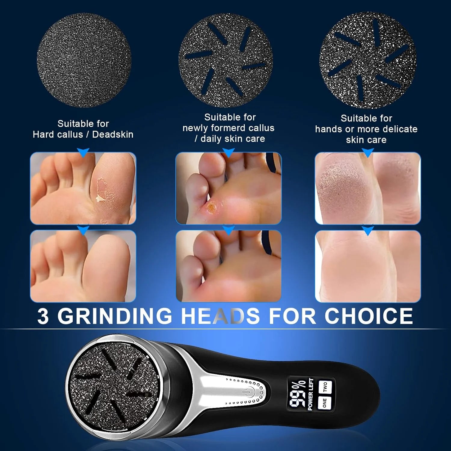 Electric Foot Callus Remover, Rechargeable & Portable Electronic Foot File Pedicure Tools, Waterproof Foot Scrubber File, Electric Callus Remover Kit, Professional Pedi Feet Care(Black)