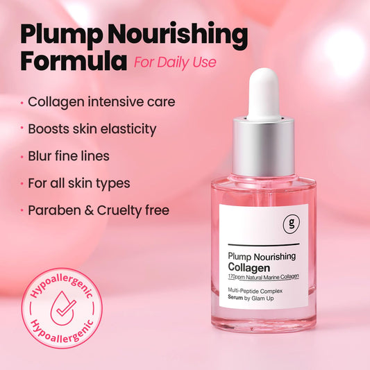 Plump Nourishing Dive in Real Marine Collagen Serum - anti Aging with Hyaluronic Acid, Lifting,Tightening Skincare, Repair Skin with Peptide Complex Facial Serum 30Ml (1.01 Fl Oz)