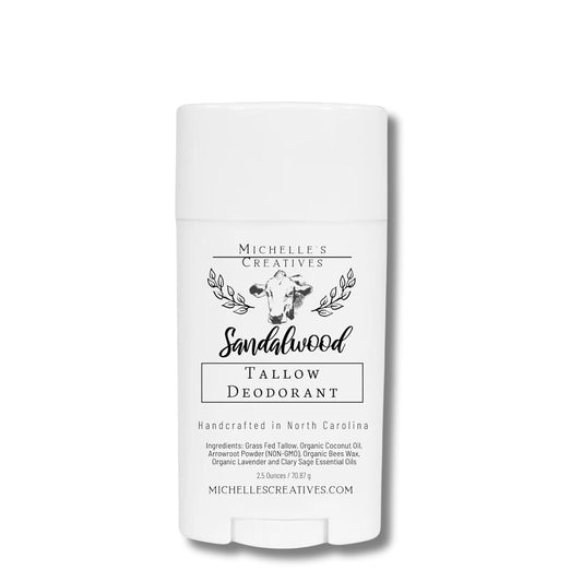 Natural Sandalwood Tallow Deodorant Women & Men'S Deodorant - Handcrafted in Small Batches with Grass-Fed Beef from North Carolina Farms, Aluminum-Free Deodorant Stick