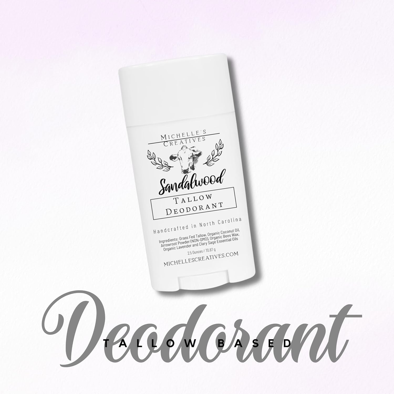 Natural Sandalwood Tallow Deodorant Women & Men'S Deodorant - Handcrafted in Small Batches with Grass-Fed Beef from North Carolina Farms, Aluminum-Free Deodorant Stick