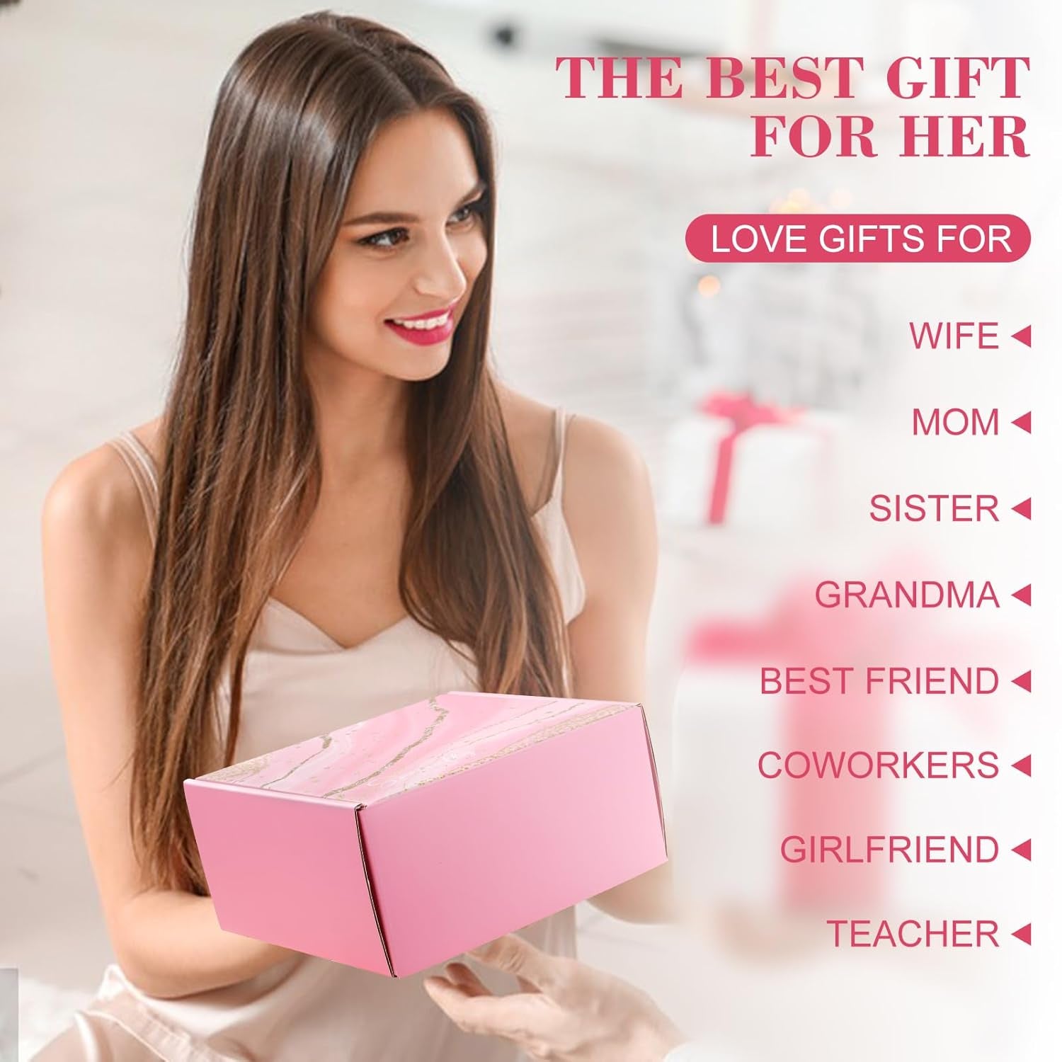 Birthday Gifts - Relaxing Spa Gifts Basket for Women; Her Mom, Grandma, Daughter, Sister, Wife, Girlfriend, Friends - Unique Bath Set Gifts (Pink)