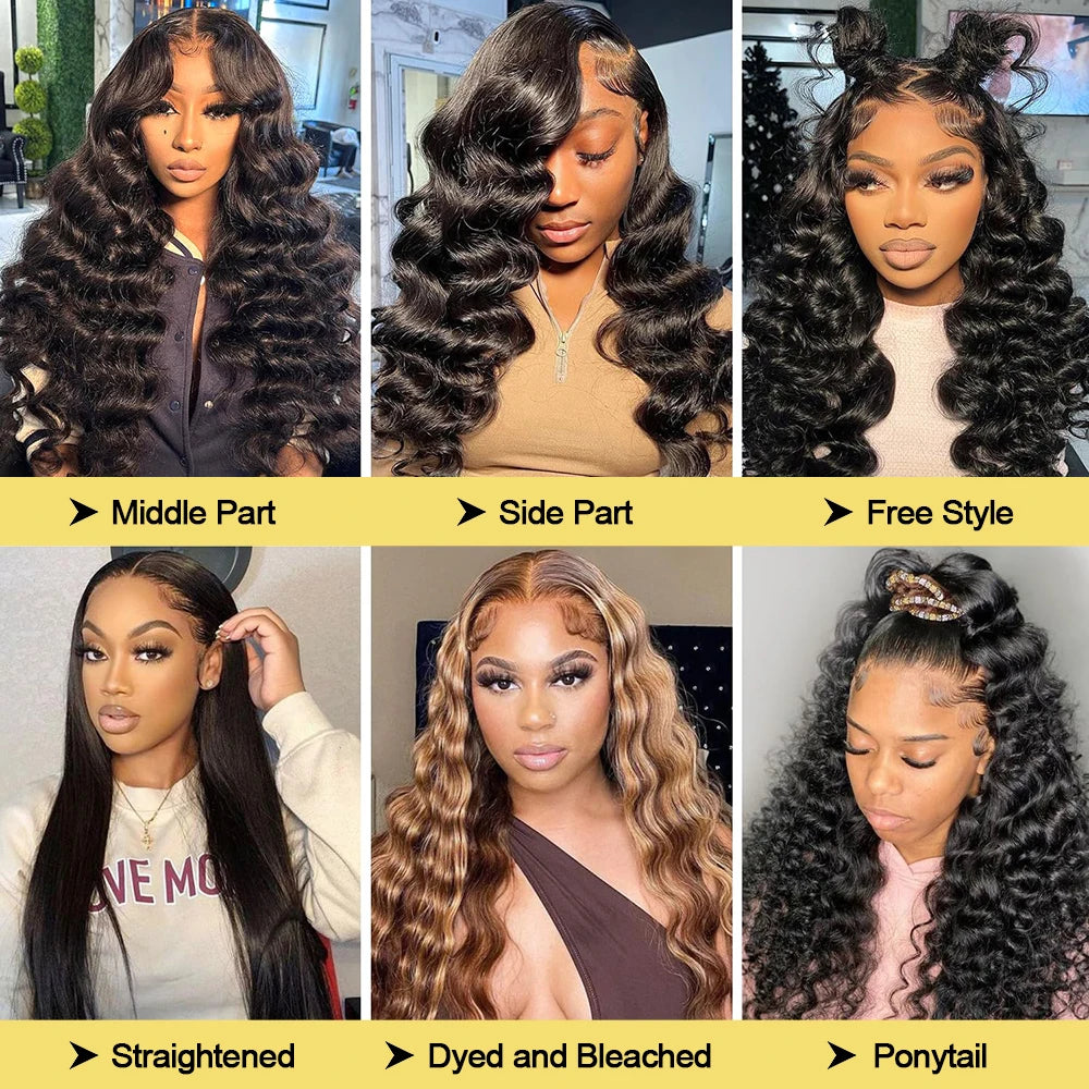 30 Inch Loose Deep Wave 13x6 360 HD Lace Front Wigs 100% Human Hair 220 Density Brazilian Curly 4x4 Lace Closure Wig Preplucked