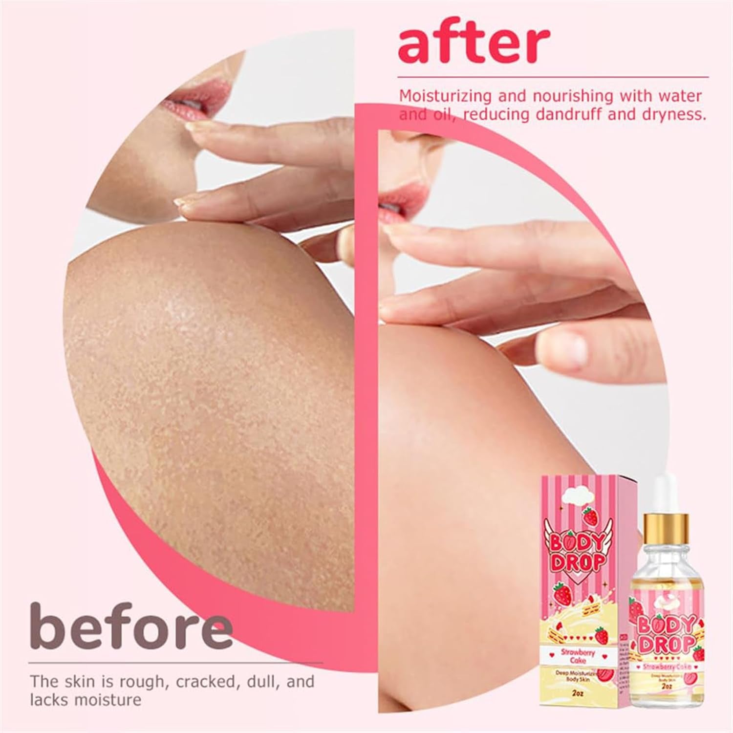 Body Glaze Body Butter Donut, Body Glaze Donut, Body Drops Body Oil, Scent from Heaven, Moisturizer Set for Women Skin, Leaves Skin Soft and Radiant without Being Greasy, for Dry Skin (Strawberry)
