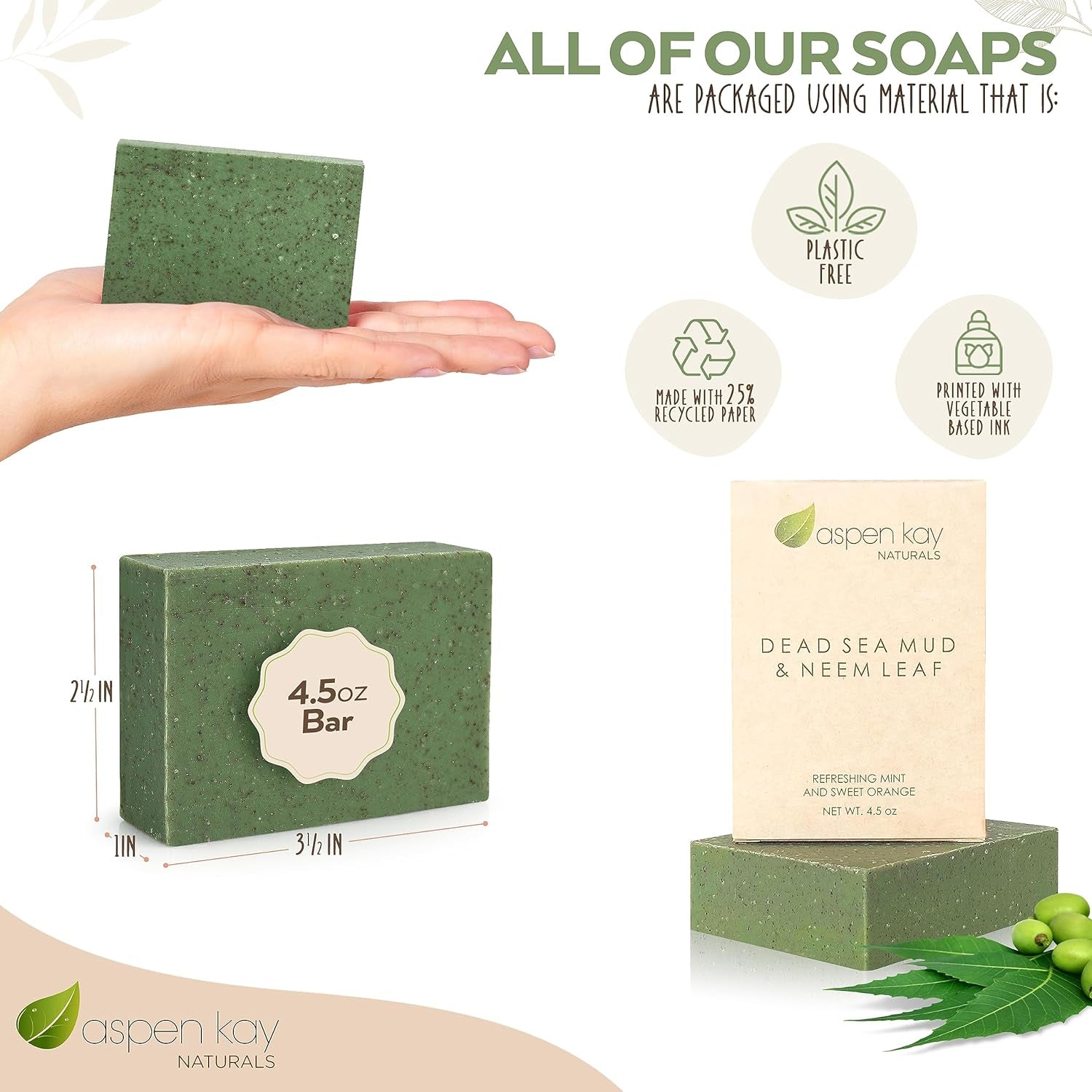 Soap Bars 4.5Oz, Dead Sea Mud and Neem
