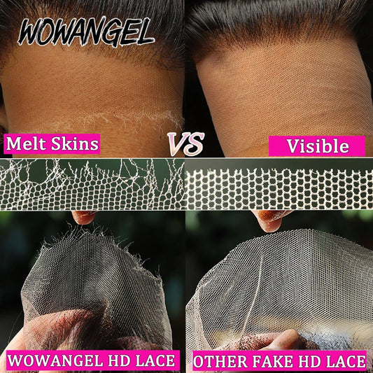 Wow Angel 250% 13x6 HD Lace Frontal Wigs Straight Deep Part HD Lace Front Human Hair Wigs Pre Plucked Brazilian hair For Women
